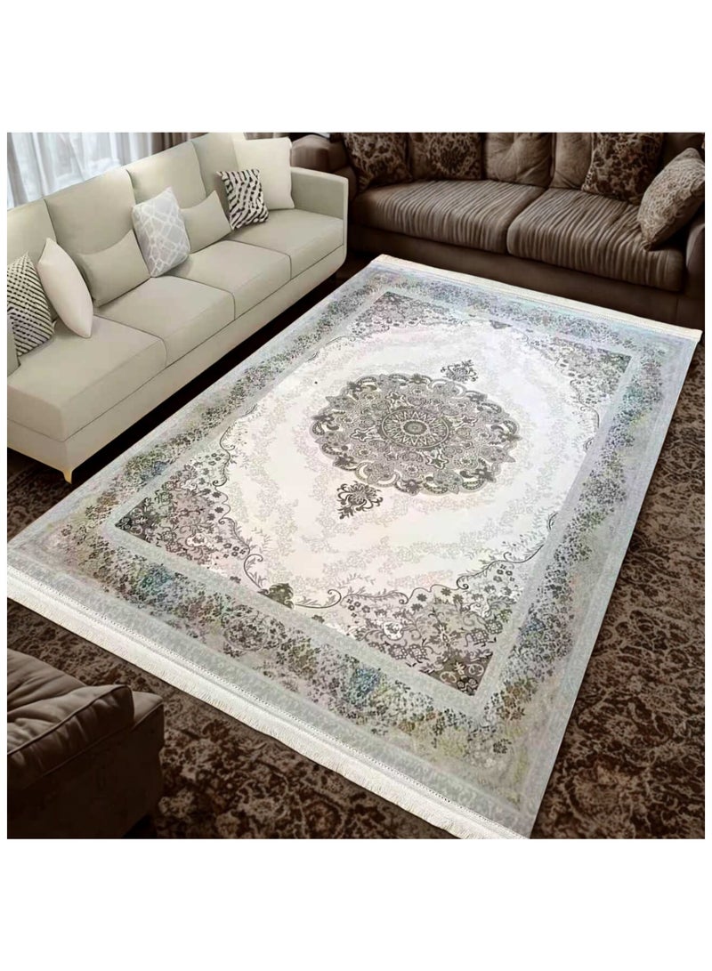 SMART HOME Large padded floor mat with a soft velvet surface and non-slip backing - Living room rug - Majlis rug - Lounge rug - Luxurious decorative rug - Elegant rug with modern patterns for living rooms and majlis - Size 400x300cm - Suitable for everyday use and entertaining - Image 3